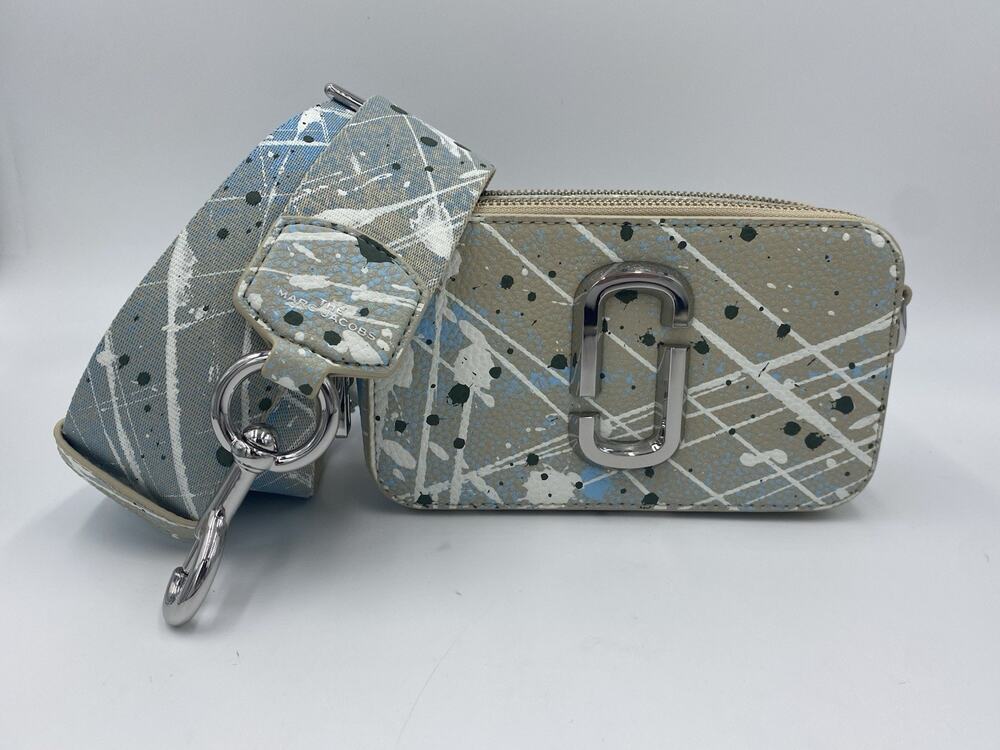 Marc Jacobs Snapshot Paint Splatter Camera Crossbody Bag In Brown Rice Multi Tan